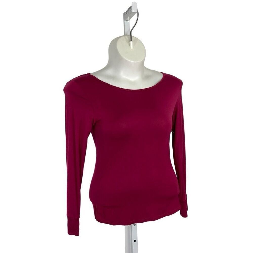 Laundry By Shelli Segal XL Pink Top Back Cut Out Long Sleeve Tee Shirt Workout